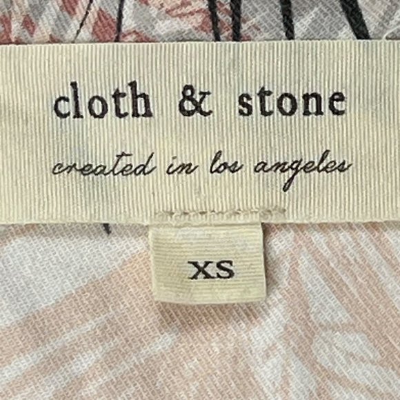 Cloth & Stone Shirt Womens XS Button Front Rolled Short Sleeve Tropical Palm - Picture 4 of 12